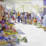 "Mercado II", watercolor, 20"x30"