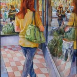 "Reflecting Shopping", watercolor, 30"x22"