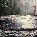 "The Stream", Watercolor, 22”x30”.