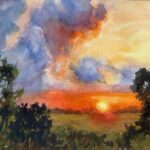Fire Over the Marsh, 12”x12”.