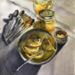 Lemons and Honey” 11”x11”, watercolor